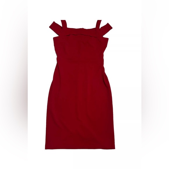 WesleeRose Red Size 8 Pencil Dress below knee length unlined - Picture 6 of 12